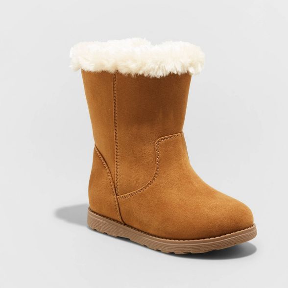 Toddler Girls' Leah Zipper Slip-On Shearling Style Winter Boots - Cat & Jack™ | Target