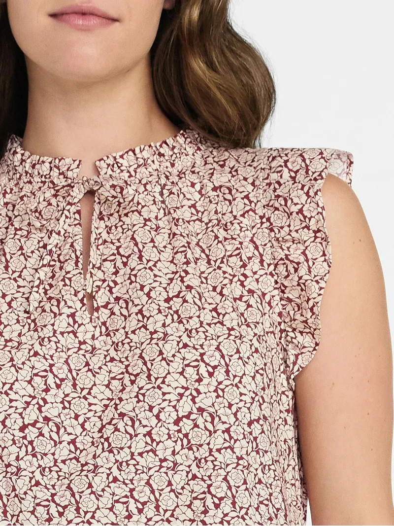 Time and Tru Women’s and Women’s Plus Flutter Sleeve Cotton Mini Dress, Sizes XS-4X | Walmart (US)