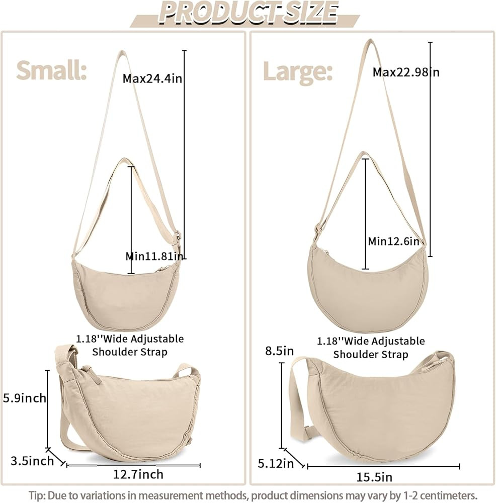 Nylon Crescent Crossbody Bag for Women Purses Trendy Men,Small Travel Sling Bag Hobo | Amazon (US)