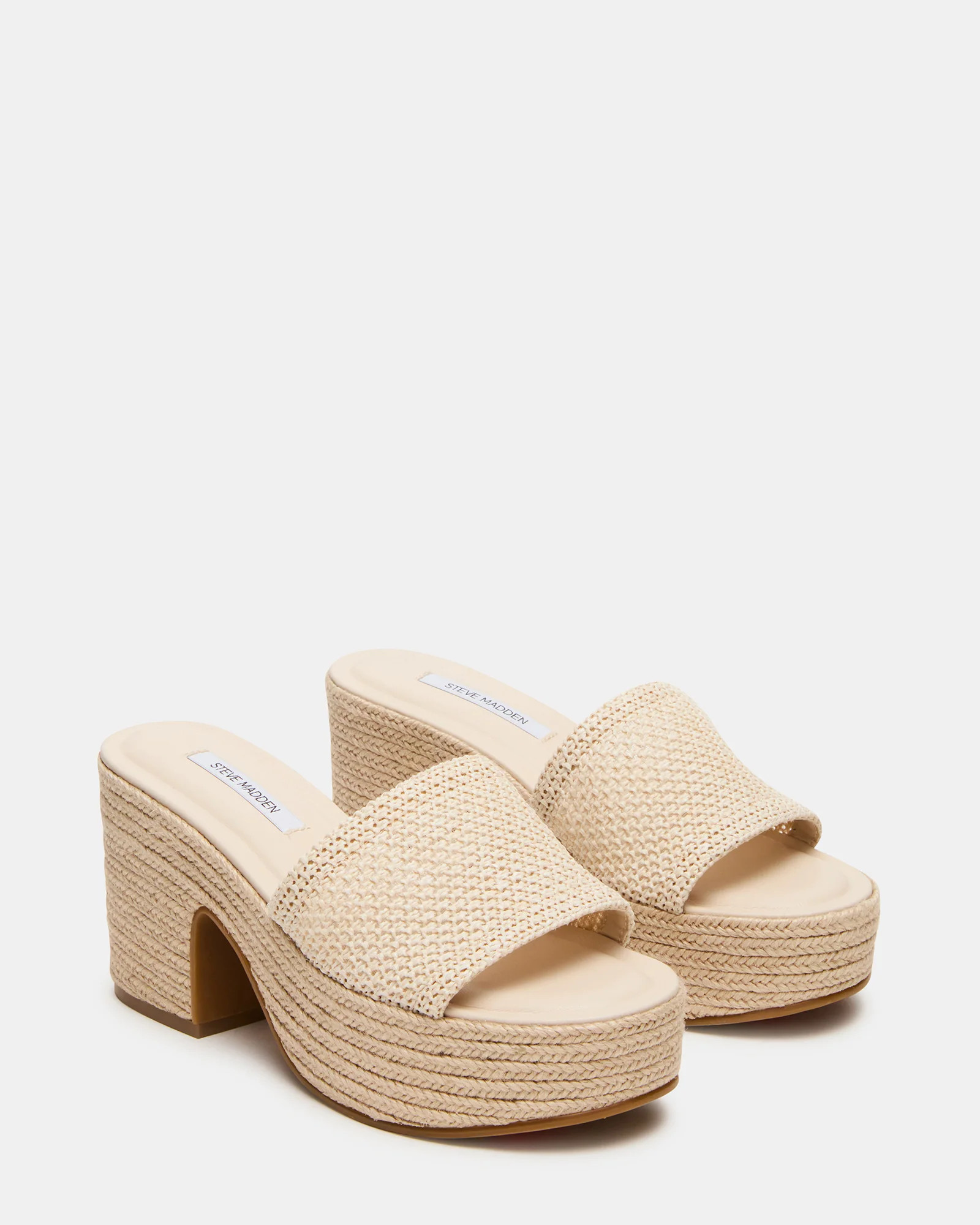 TRIPPY Natural Raffia Platform Mule Women's Sandal | Steve Madden (US)