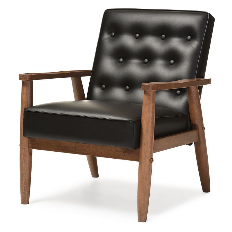 Sorrento Mid - Century Retro Modern Faux Leather Upholstered Wooden Lounge Chair - Baxton Studio | Target
