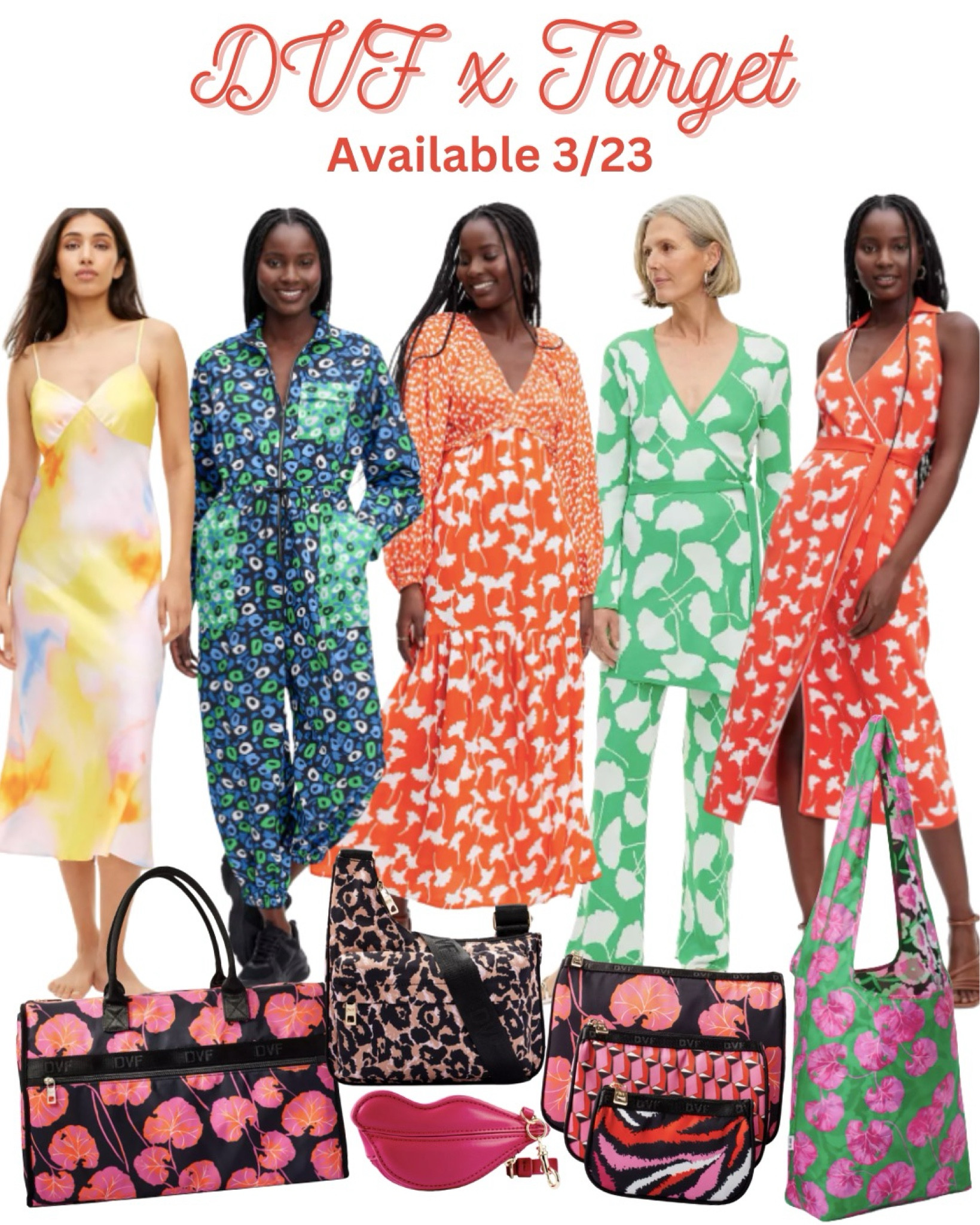 Diane Von Furstenberg x Target 💋 Available 3/23 at 3am! Add to favorites now so you’re ready to shop!

Wrap dress, floral jumpsuit, colorful dress, plus size spring dress, matching set, weekender bag, colorful fashion, slip dress, size inclusive brand, DVF x Target

#LTKSeasonal #LTKstyletip #LTKfindsunder50