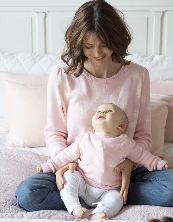 Mama & Mini Matching Set of Pink Daisy Knitted Jumpers | Seraphine US