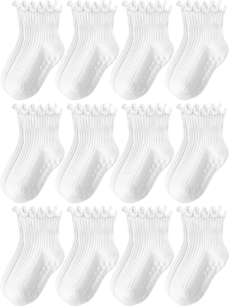 Toddler Girls Socks 12 Pack Grip Kids Cotton Socks for Toddlers 6M-7Years | Amazon (US)