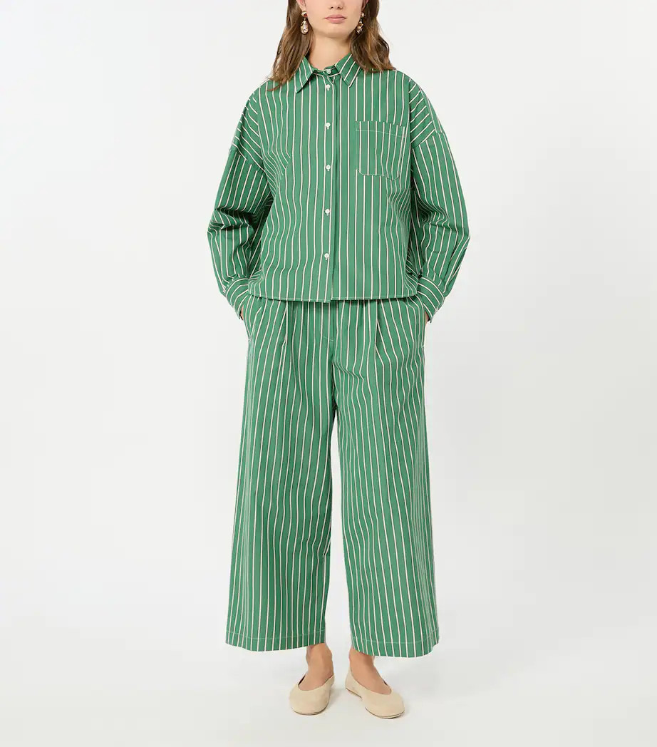 Cotton Striped Wide-Leg Trousers | Harrods UK