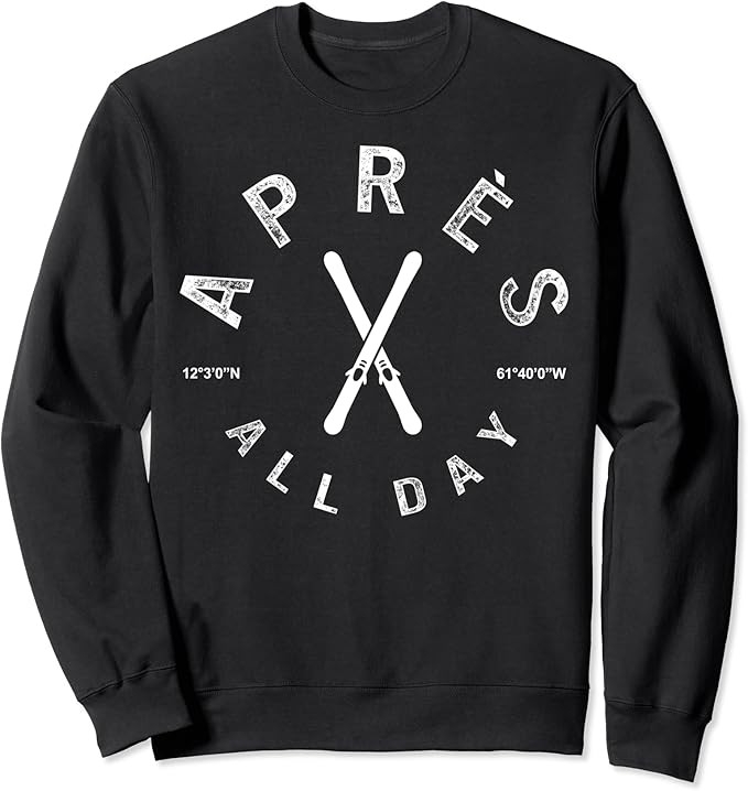 Apres All Day Winter Sports Apres Ski Lover Skiing Men Skier Sweatshirt | Amazon (US)