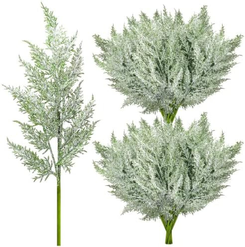 18.5 Inch Snowy Faux Cedar Branches Frosted Artificial Cedar Picks and Sprays Cedar Twigs Stems C... | Amazon (US)