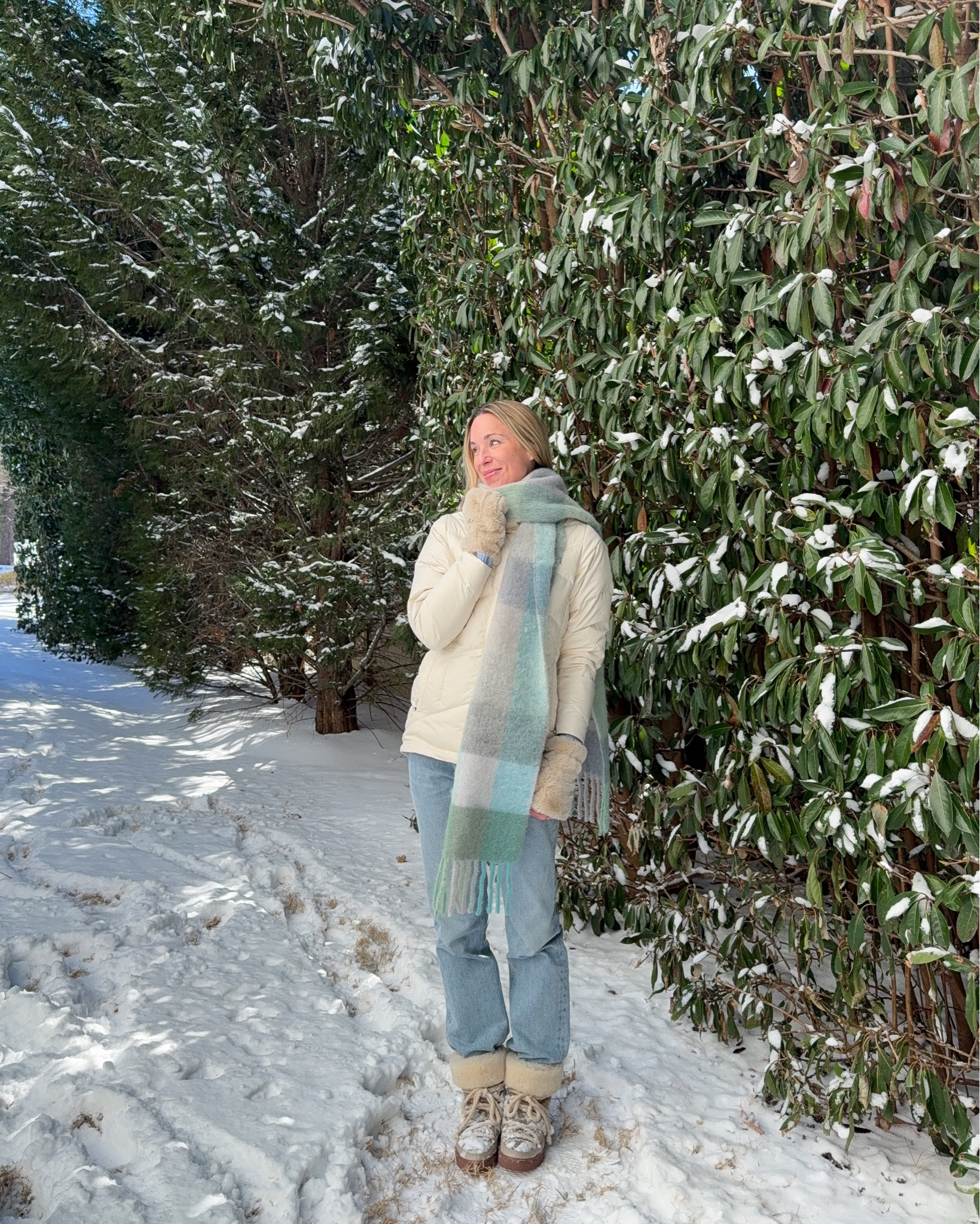 S coat, S sweater, 26 jeans, boots run a touch small. Similar pieces also linked!

Snow outfit, snow day outfit, puffer coat, white puffer coat, winter outfit inspo, winter outfits 2026

#LTKmomlife #LTKSeasonal #LTKootd