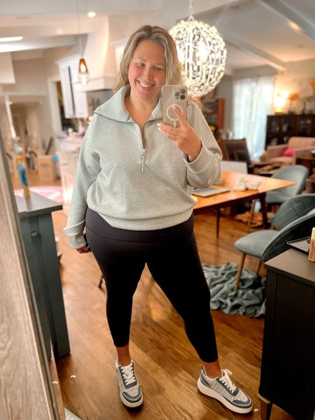 Getting back into the swing of things over here!! Love my booty boost spanx leggings that don’t fall down! Also wearing aerie lace bralette and air essentials half zip! Target shoes are a MUST 🙌🙌🙌 anything from spanx use my discount code ASHLEYDXSPANX

XXL BRA
2X PANTS AND TOP - both run true to size!

#LTKmidsize #LTKActive #LTKplussize