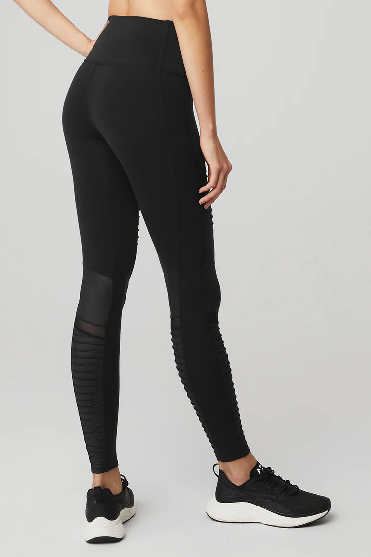 High-Waist Moto Legging - Black/Black Glossy | Alo Yoga (US)