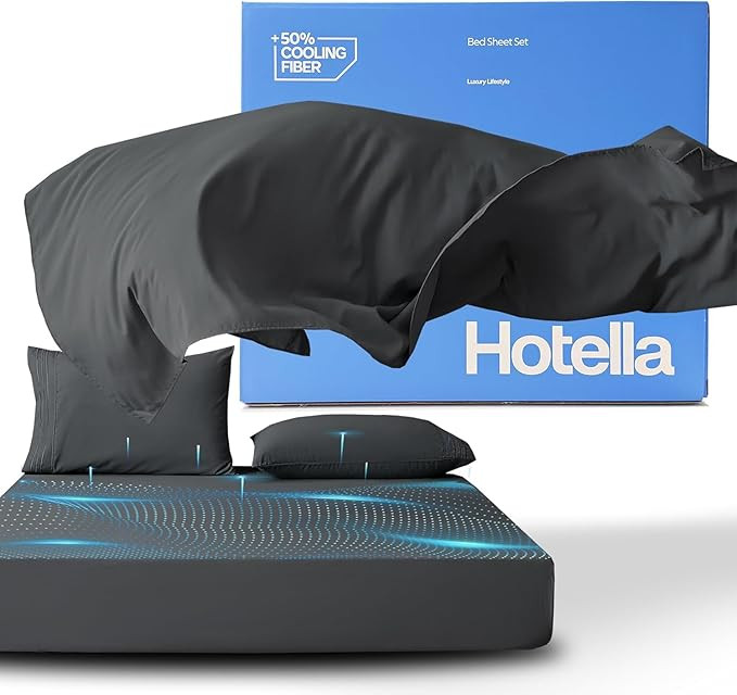 Hotella Luxury Queen Bed Sheets - Breathable & Cooling 4 Pieces Hotel Bed Sheet Set for Hot Sleep... | Amazon (US)