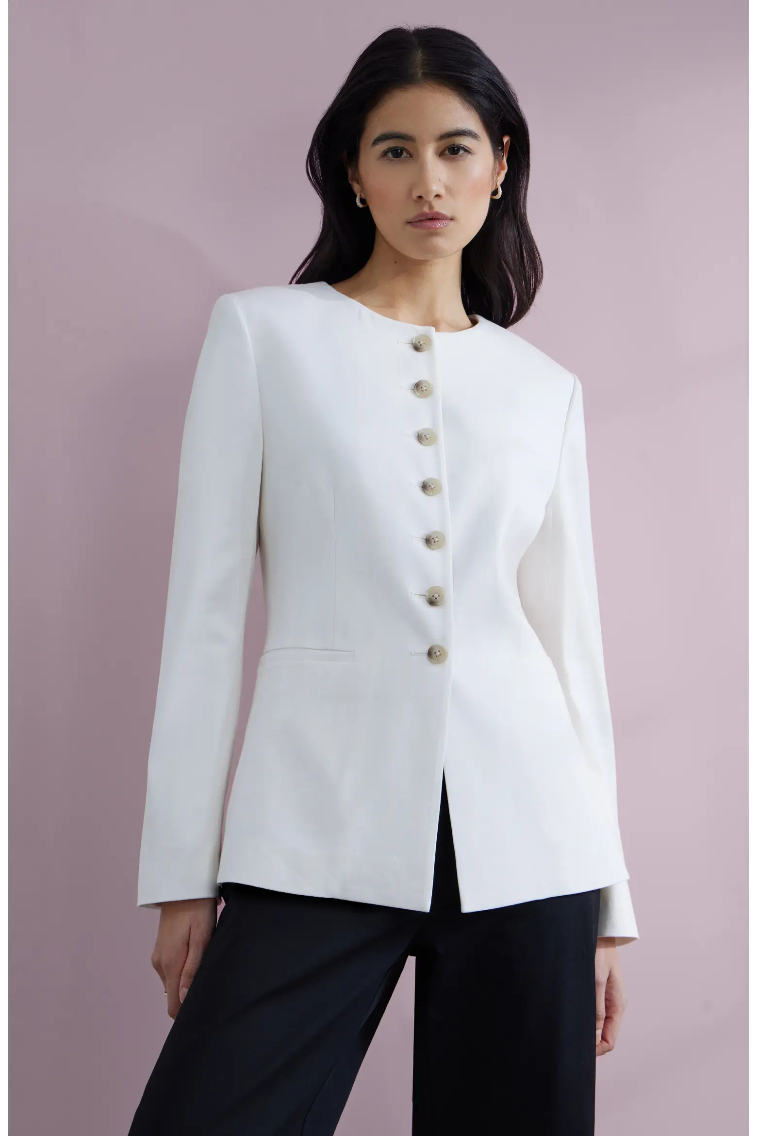 Collarless Linen Blend Blazer (Women) | Nordstrom | Nordstrom