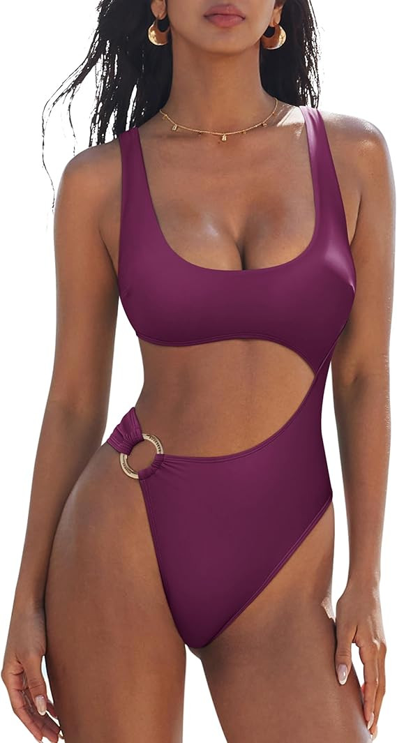 SUUKSESS Women Sexy One Piece Tummy Control Swimsuit Cutout Backless Bathing Suit | Amazon (US)