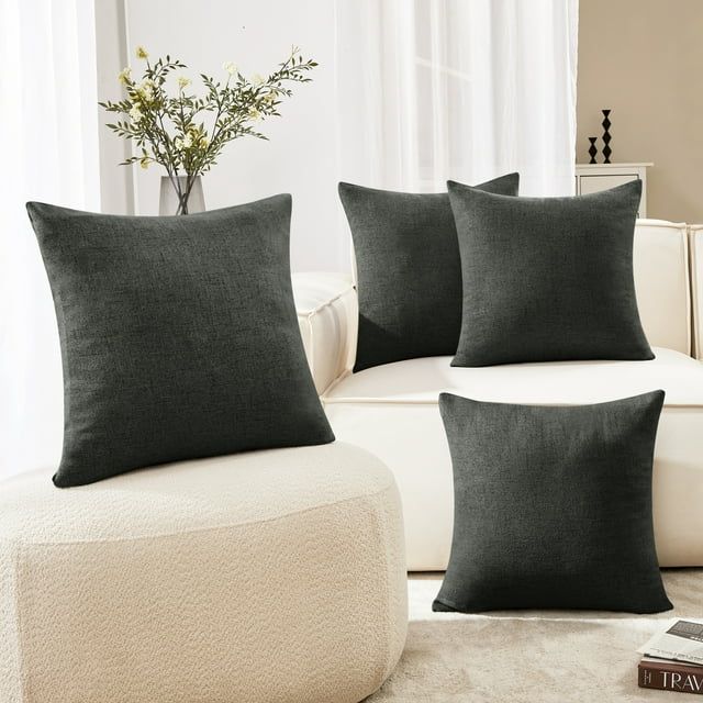 Deconovo Gray Toss Pillow Case Throw Cushion Cover Faux Linen Outdoor Pillow Covers for Patio Fur... | Walmart (US)