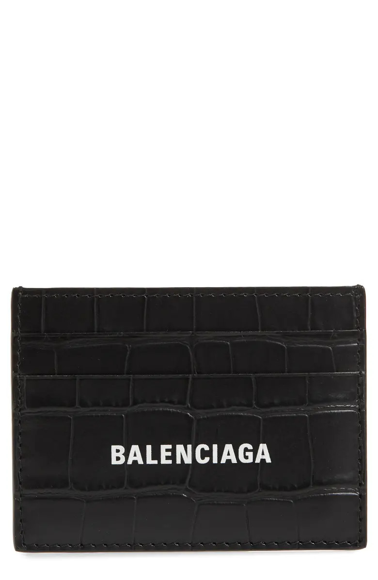 Logo Croc Embossed Leather Card Case | Nordstrom