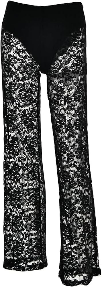 Lace Pants for Women Sexy Floral Rose Sheer Pants S | Amazon (US)