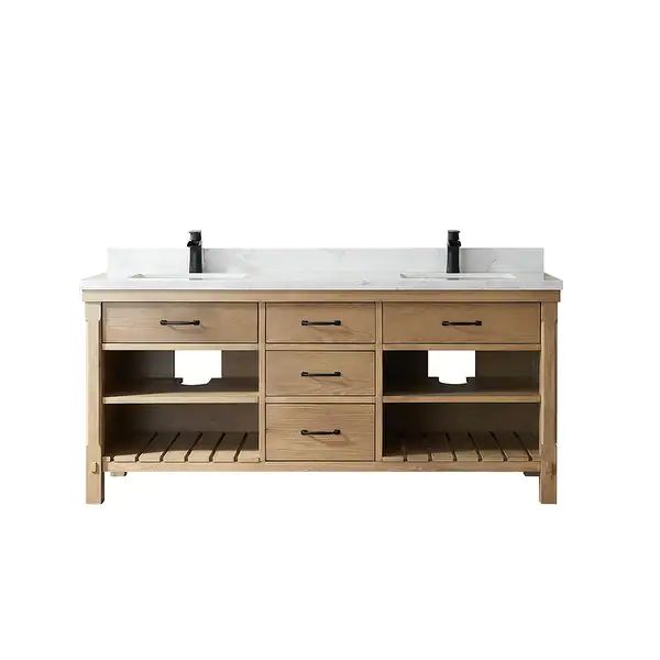 Valencia 72" Vanity in Washed Ash with Countertop Without Mirror - Overstock - 34549465 | Bed Bath & Beyond