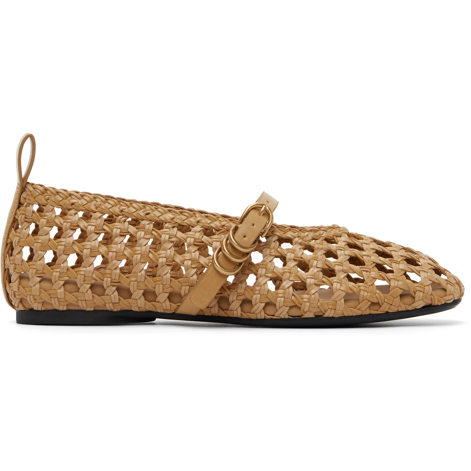 rag & bone Tan Spire Woven Mary Jane Faux-Leather Flats | SSENSE