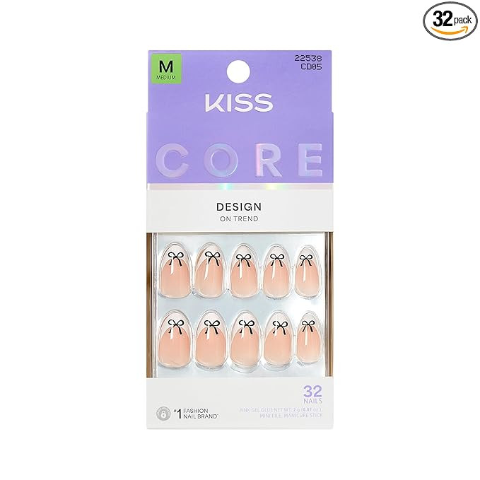 KISS CORE, Press On Nails, Nail glue included, 'Our Moment', Beige, Medium Size, Almond Shape, In... | Amazon (US)