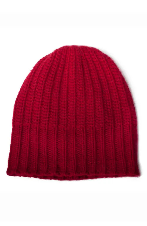 Portolano Ribbed Cashmere Knit Beanie in Rosso Cilegia at Nordstrom | Nordstrom