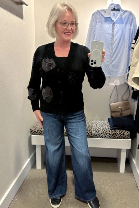 This short little cardigan from Chico's is petite friendly and a great proportion to wear with wider bottoms. It’s super soft, and the subtle sequins are a fun nod to Valentine’s Day. 

#chicos #chicosfashion #winteroutfit #valentinesdayoutfit #winterfashion #fashion #fashionover50 #fashionover60 #Winter

#LTKover40 #LTKstyletip #LTKSeasonal