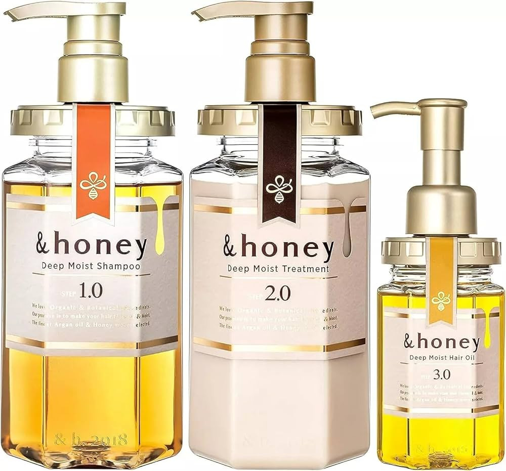&honey Deep Moist Shampoo, Treatment & Hair Oil Set + Free Hair Tie | Amazon (US)