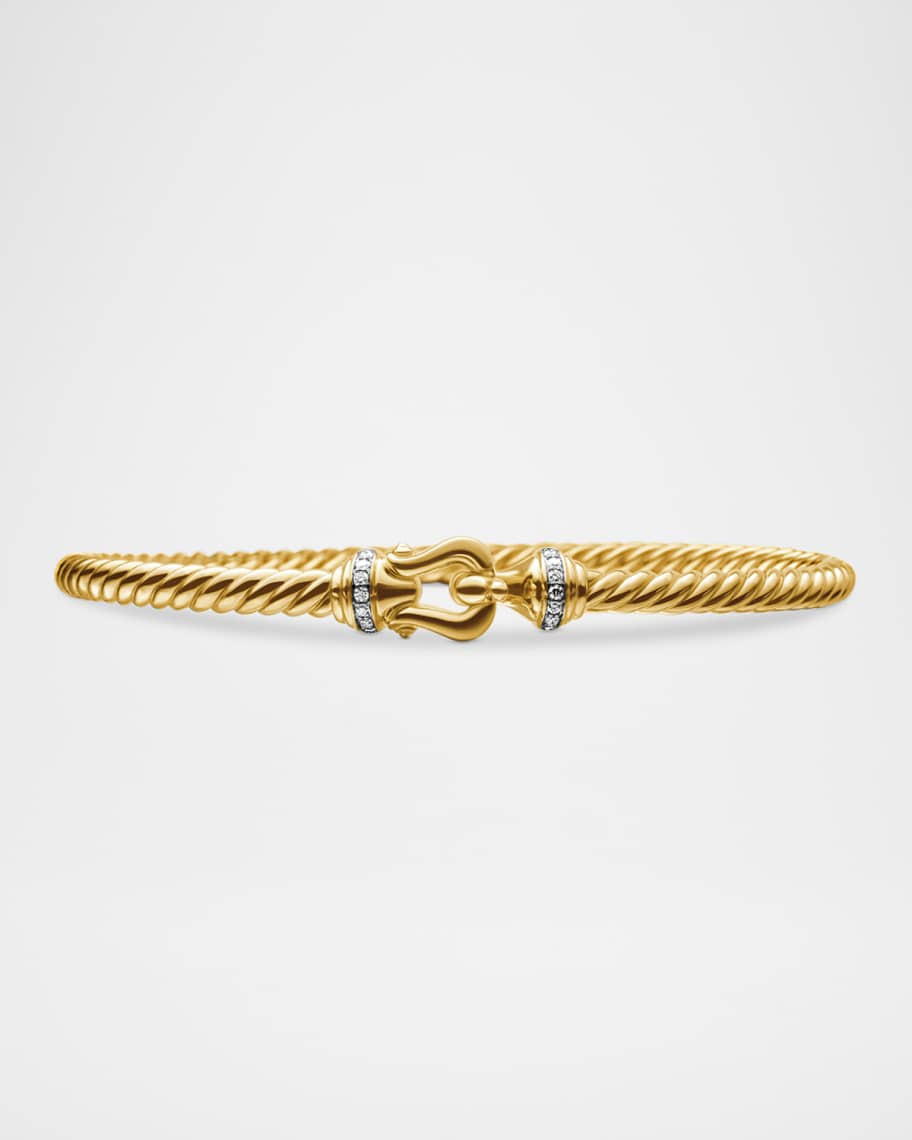 David Yurman 18k Buckle Bracelet w/ Diamonds, Medium | Neiman Marcus