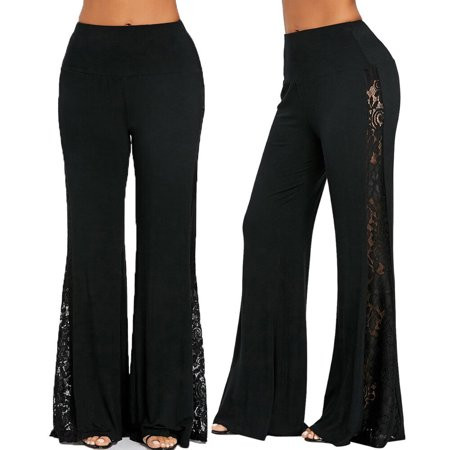 bvgfsahne Womens Lace Leggings High Leg Wide Fashion Pants Waist Loose Insert Trousers Pants | Walmart (US)