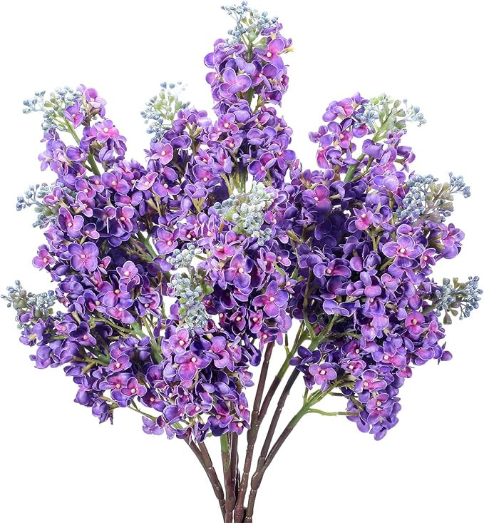 6 Pcs 25" Artificial Lilac Flowers Fake Delphinium Antirrhinum Stem Silk Real Touch Flowers Faux ... | Amazon (US)