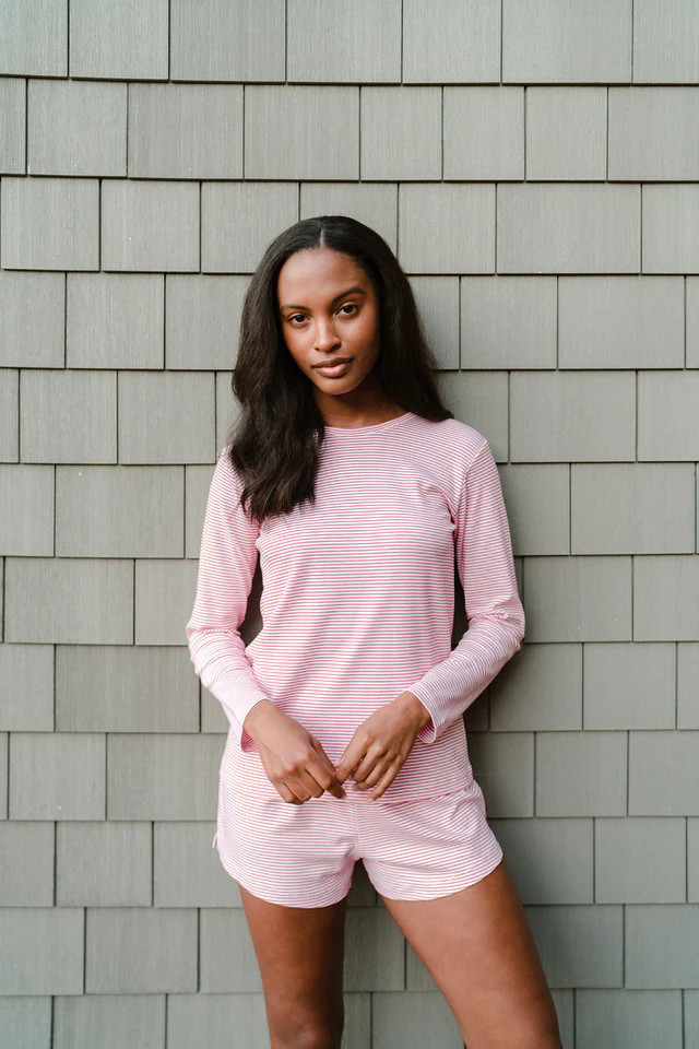 Pima Long-Short Weekend Set in Classic Red | LAKE Pajamas