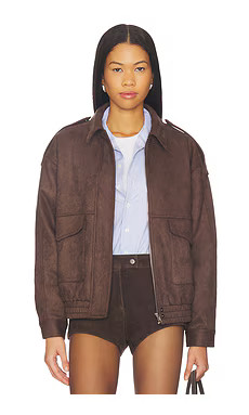 Elodie the Label Elio Vegan Suede Jacket in Choco Brown from Revolve.com | Revolve Clothing (Global)