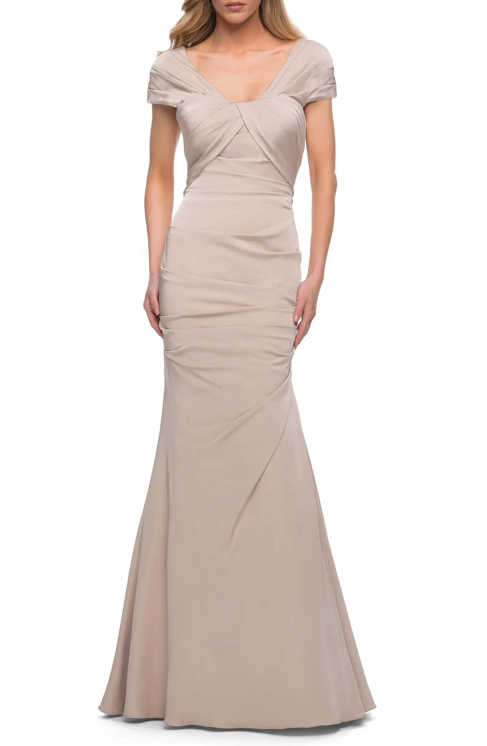 La Femme Pleated Jersey Trumpet Gown | Nordstrom | Nordstrom
