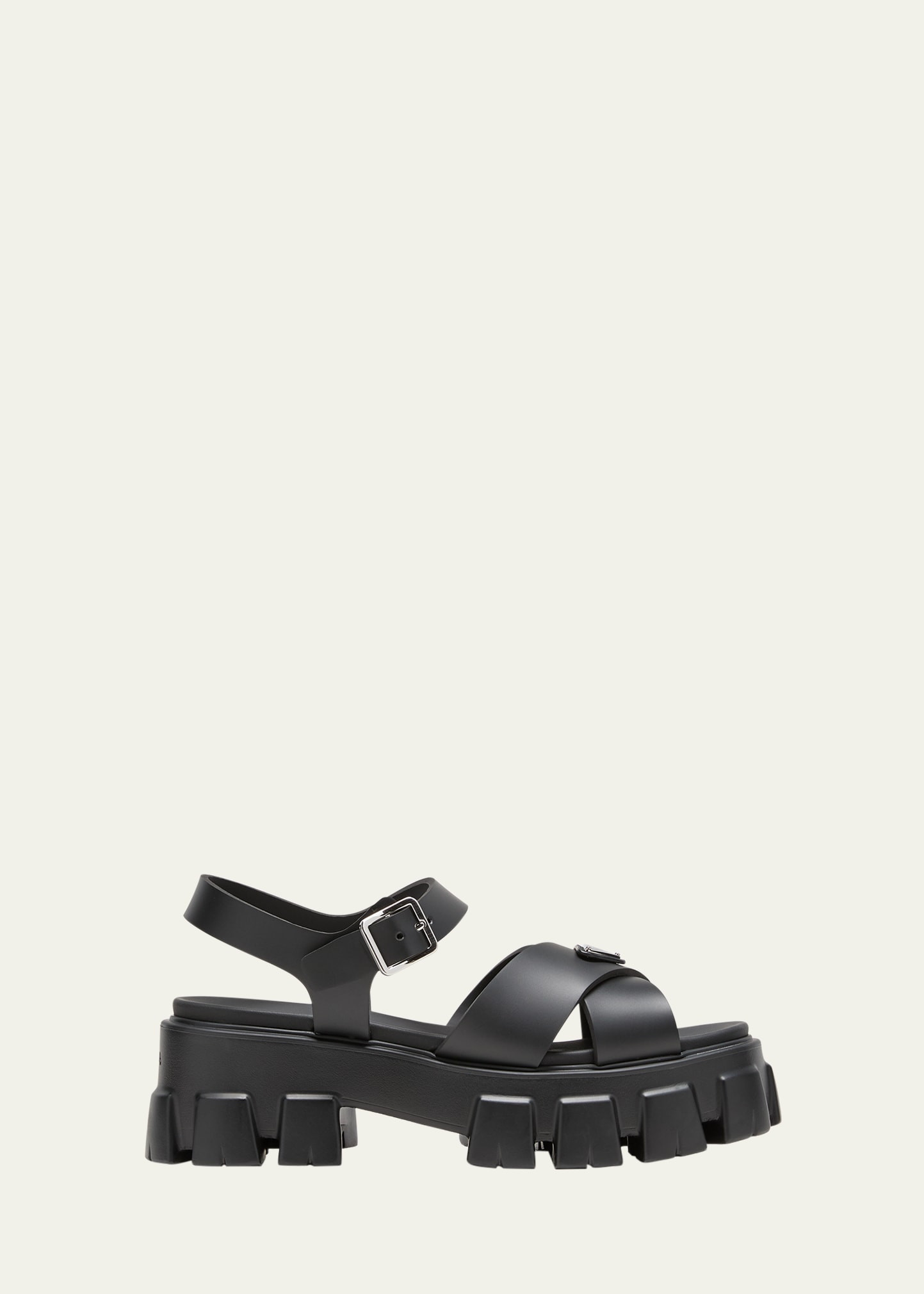 Prada Monolith Crisscross Ankle-Strap Chunky Sandals | Bergdorf Goodman