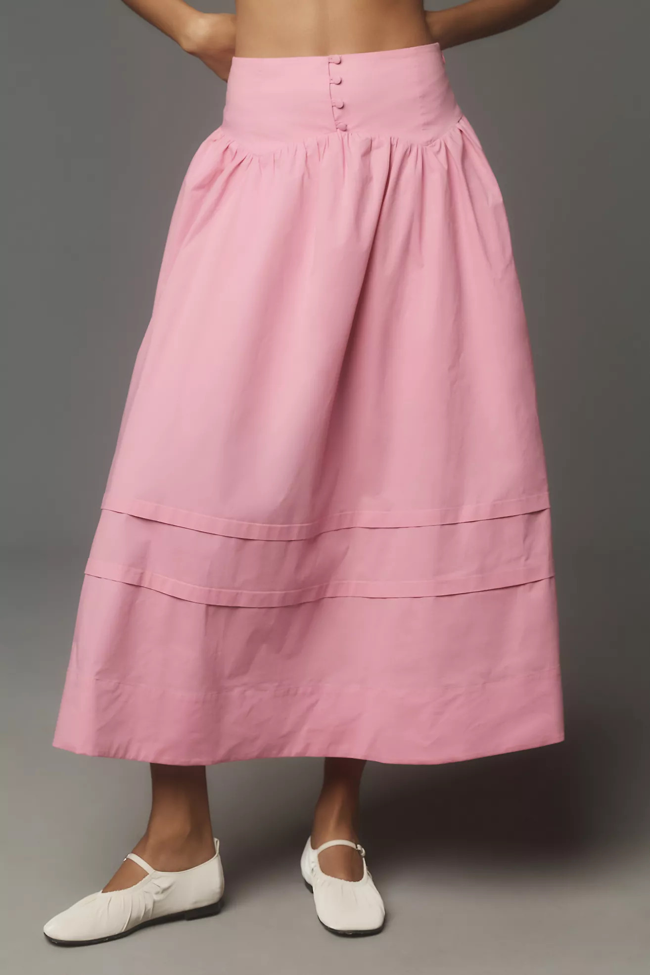 Maeve Button-Waist Midi Skirt | Anthropologie (US)