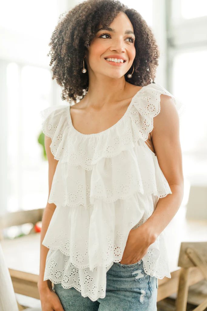 Just Be Yourself Ivory White Eyelet Top | The Mint Julep Boutique