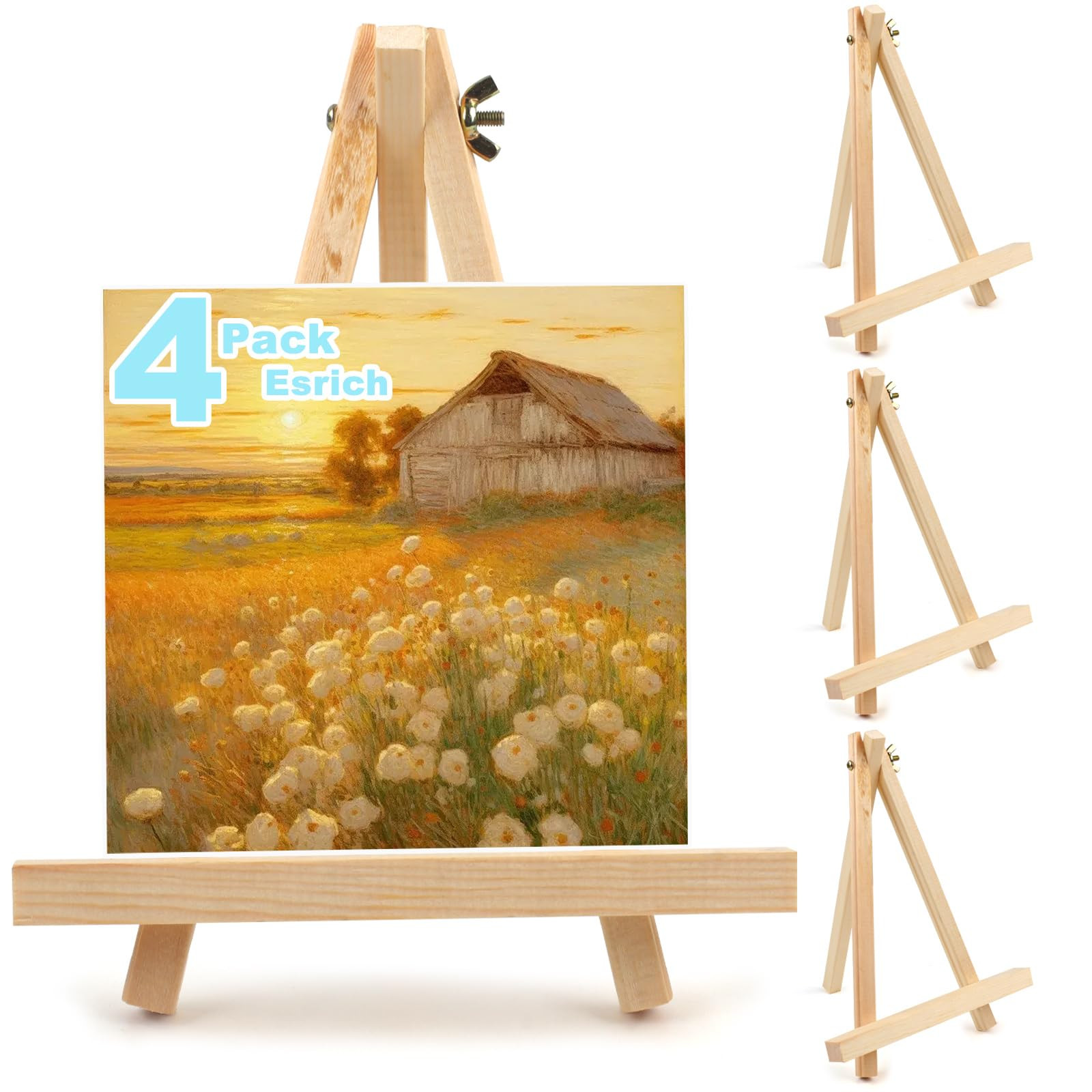 4PCS 9 Inch Wood Easels, Tripod, Painting Party Easel, Kids Student Tabletop Easels for Painting,... | Amazon (US)