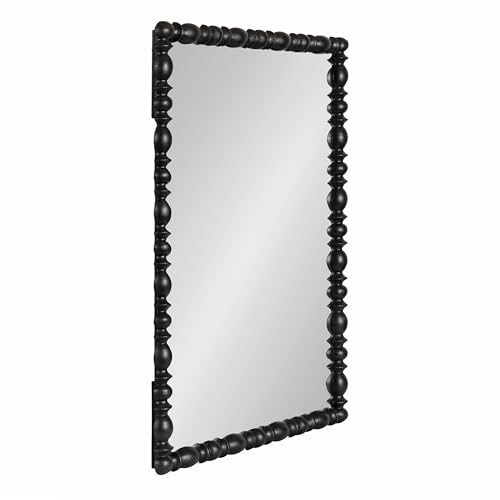 Kate and Laurel Prindle Turned Wood Beaded Rectangle Mirror; 23 x 34; Black; Vintage Rectangular Wall Mirror for Use as Fireplace Mantel Mirror Bathroom Mirror for Over Sink | Amazon (US)