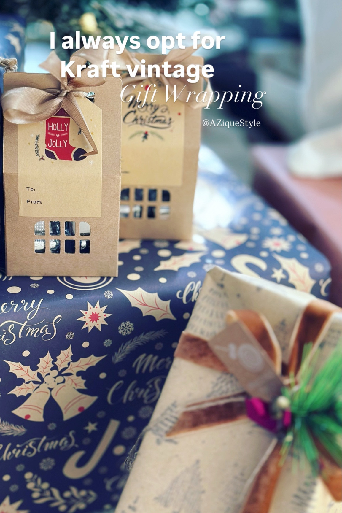 Love kraft vintage gift wrapping #aziquestyle #christmas2024

#LTKParties #LTKGiftGuide #LTKHoliday