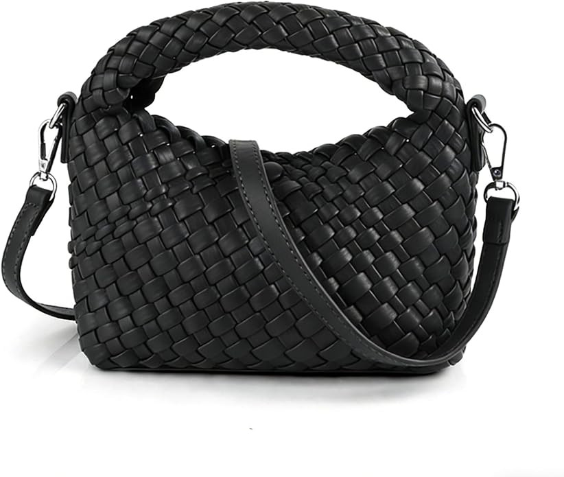 Woven Crossbody Bag Small Tote Cute Purse for Women,Top Handle Handbag Pu Leather Shoulderbag wit... | Amazon (US)