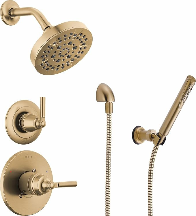 Delta Saylor 3-Setting Brushed Gold Shower System Including Shower Head, Handheld Shower, Shower ... | Amazon (US)