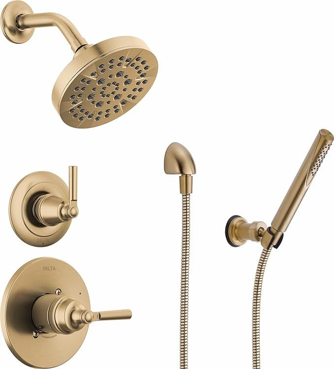 Delta Faucet Saylor 3-Setting Gold Shower System Including Shower Head, Handheld Shower, Shower H... | Amazon (US)