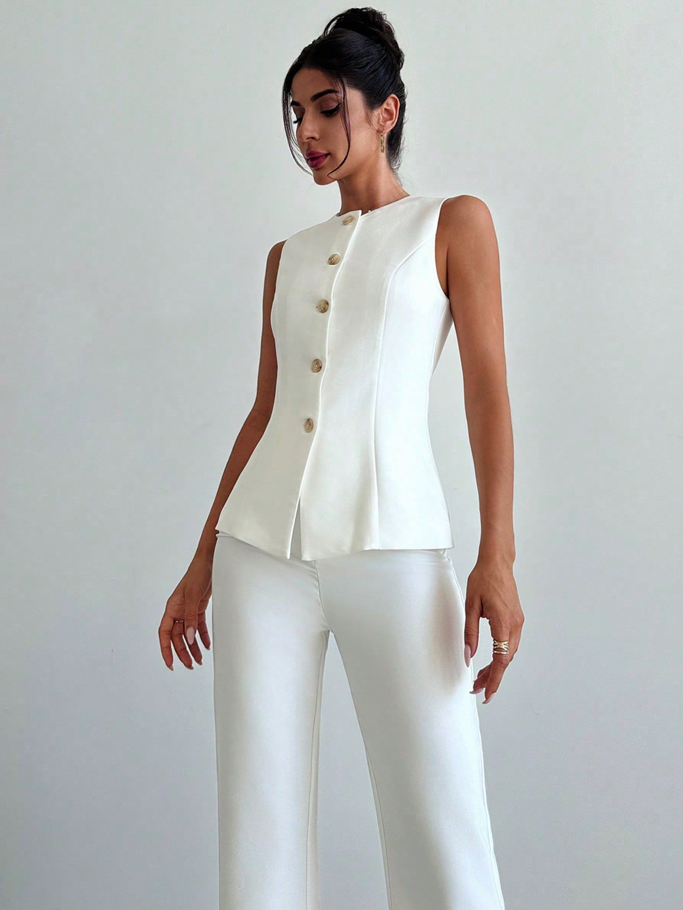 TrendsSHEIN Privé Elegant Sleeveless Vest & Long Pants Women's Suit Two Piece Set, Perfect For C... | SHEIN