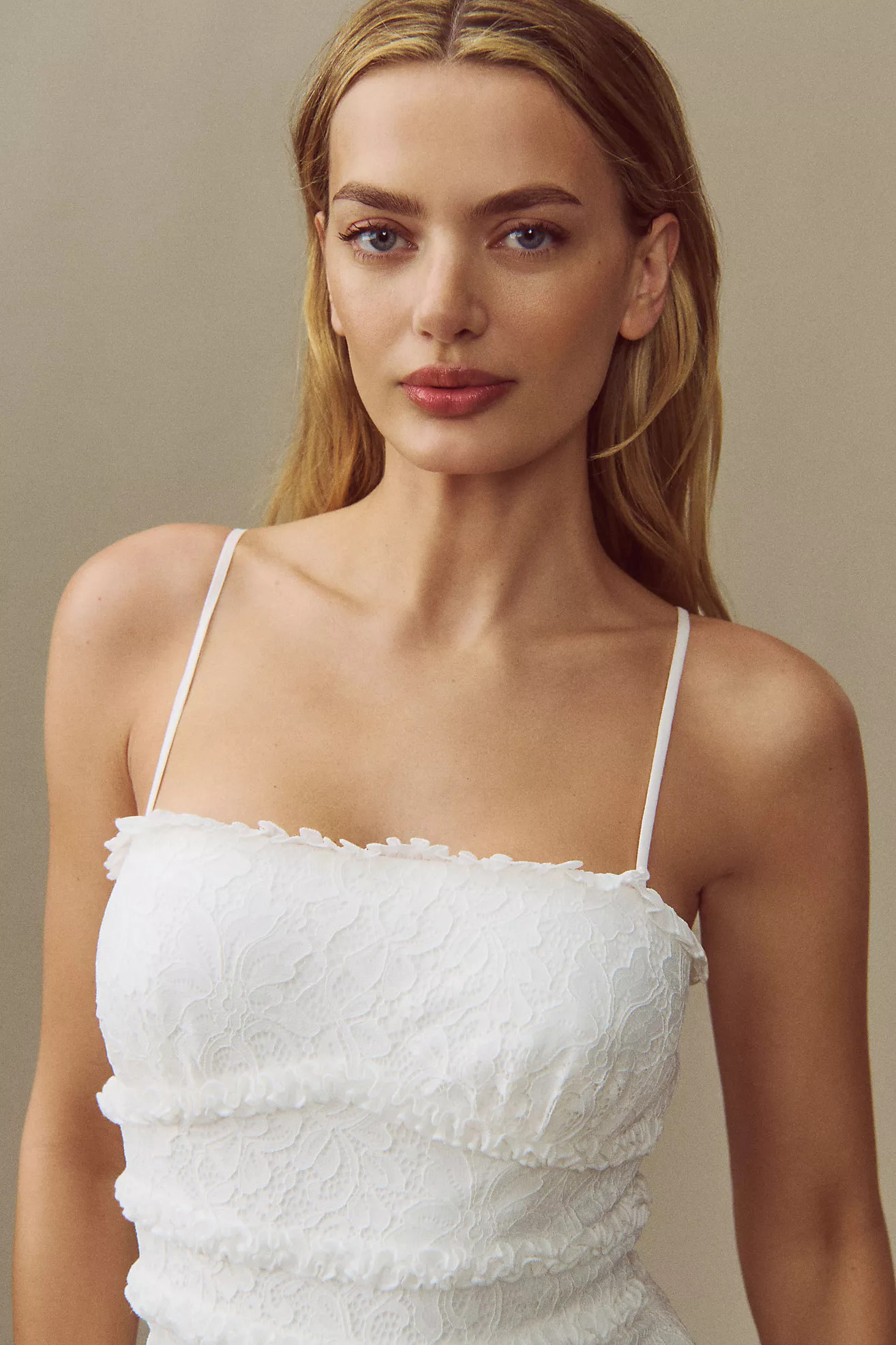 BHLDN Sleeveless Ruffle Lace Maxi Dress | Anthropologie (US)