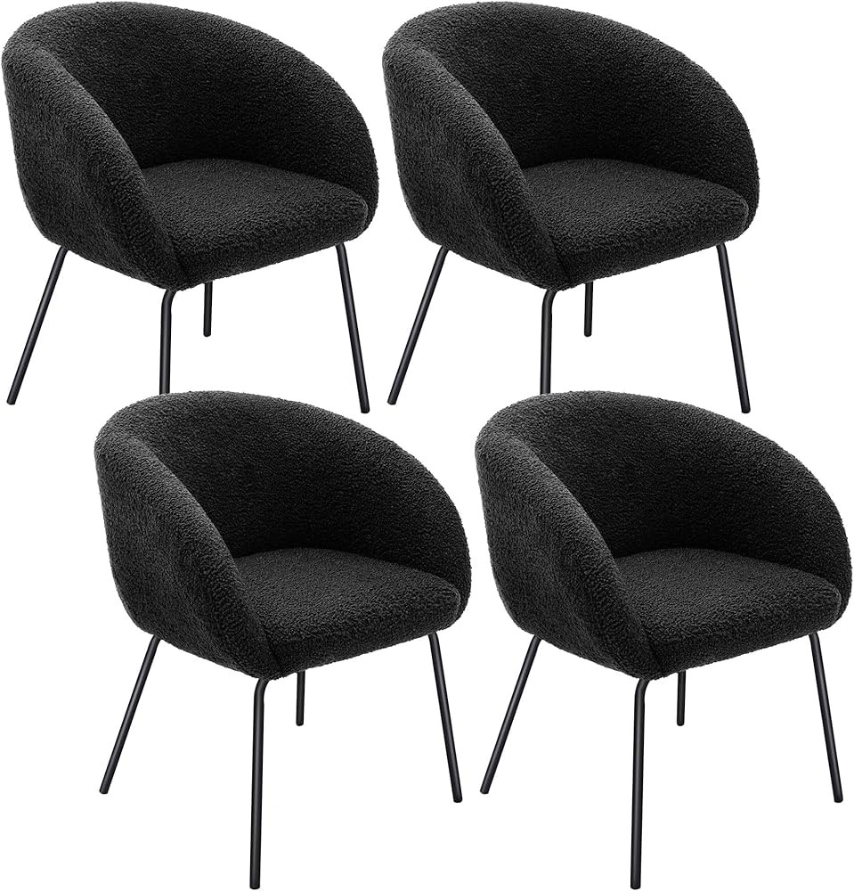 Zesthouse Modern Dining Chairs Set of 4, Sherpa Accent Chairs, Teddy Fabric Kitchen Chairs, Uphol... | Amazon (US)