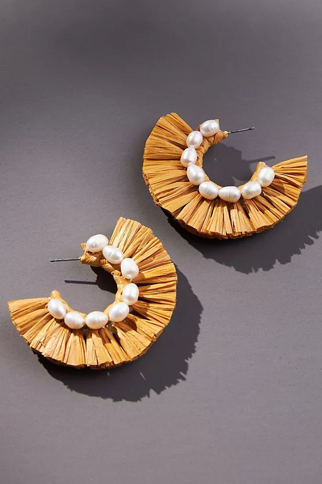 Goddess Dressing Raffia Shell Hoops | Anthropologie (US)