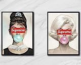 Marilyn Monroe Bubble Gum Poster, Marilyn Monroe Supreme Poster, Audrey Hepburn Bubble Gum Poster, A | Amazon (US)
