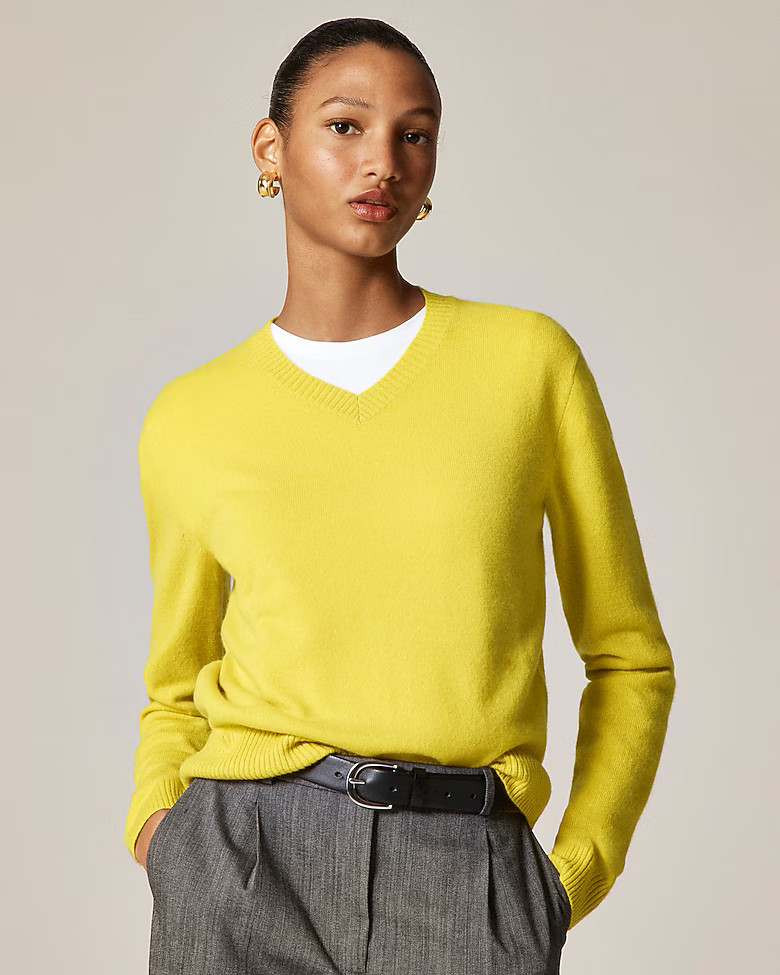Cashmere high V-neck sweater | J. Crew US