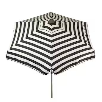 DestinationGear 6.5-ft Black and White Stripe Push-button Tilt Market Patio Umbrella | Lowe's