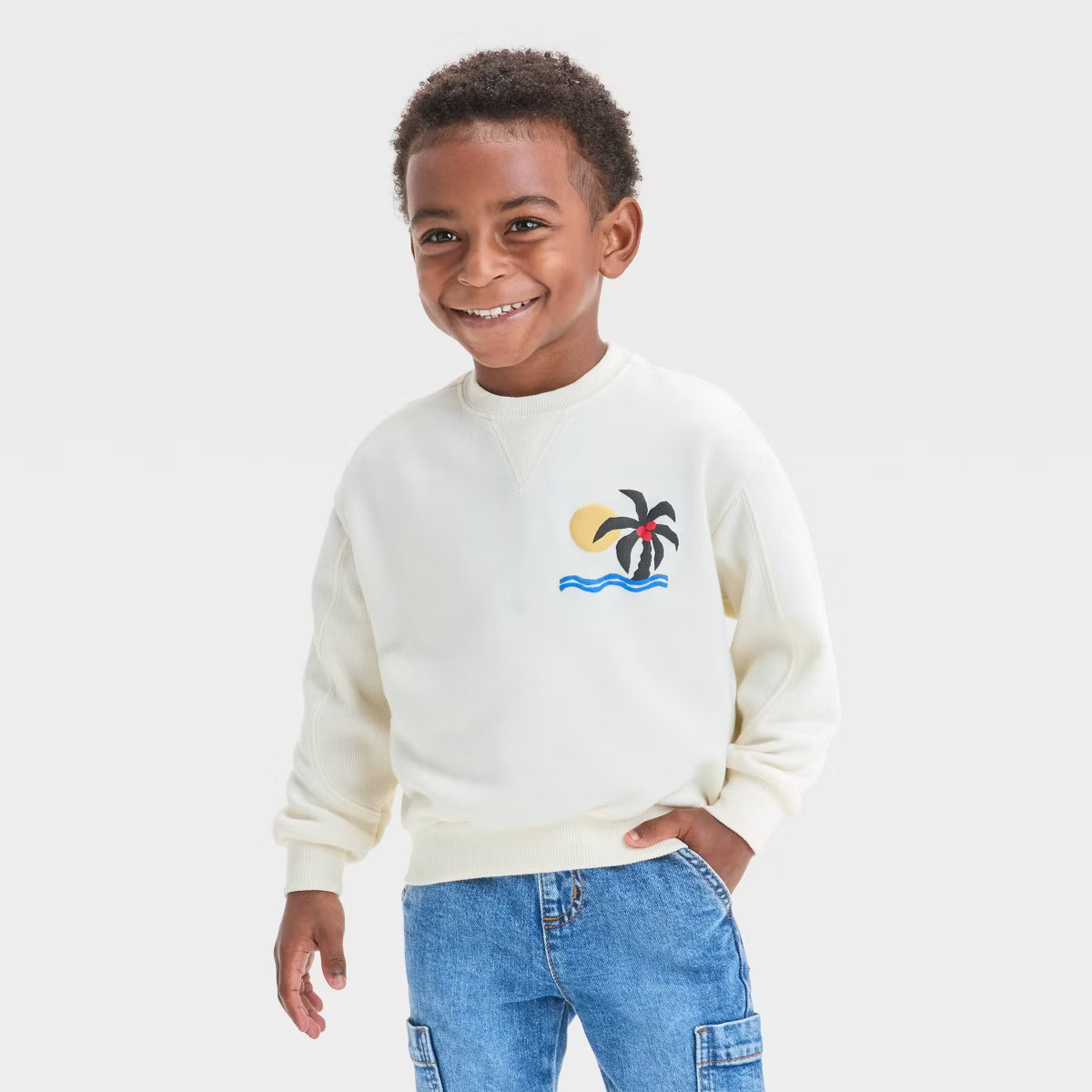 Grayson Mini Toddler Boys' French Terry Crewneck Sweatshirt - White | Target