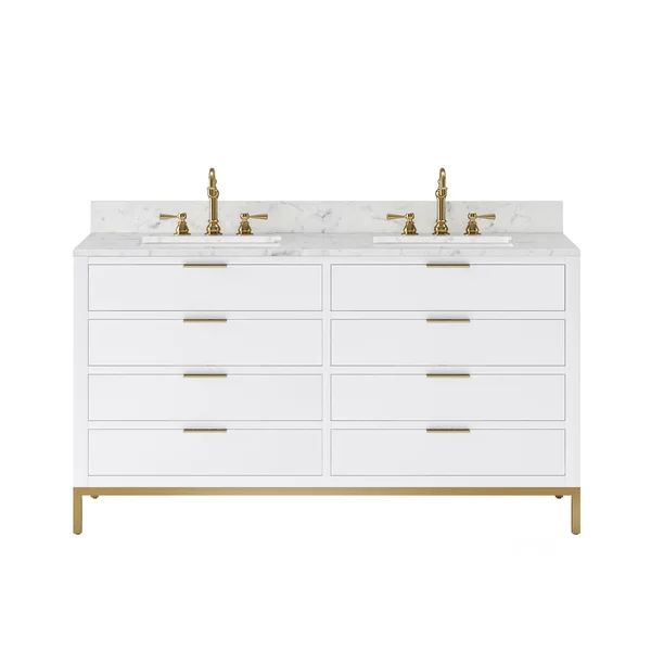 Gervais 60'' Free-standing Double Bathroom Vanity with Marble Vanity Top | Wayfair North America